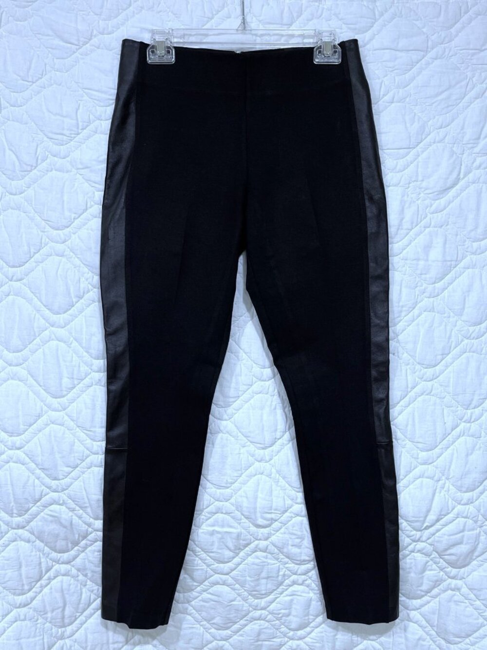 J. Crew Women’s Leather Panel Leggings – Pixie Pants - Black – Size 8